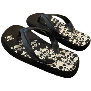 **2 for $20**Boys size 12 1/2 Black and white pirate skull flip flops